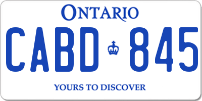 ON license plate CABD845