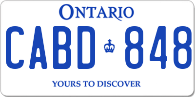 ON license plate CABD848