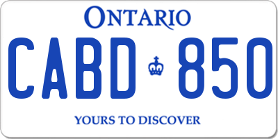 ON license plate CABD850