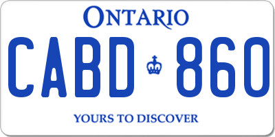 ON license plate CABD860