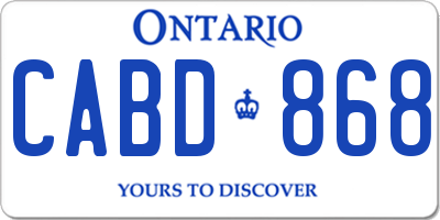 ON license plate CABD868