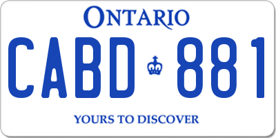 ON license plate CABD881