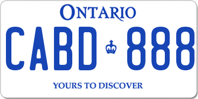 ON license plate CABD888