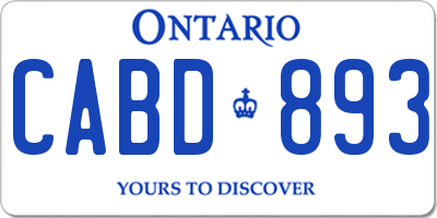 ON license plate CABD893