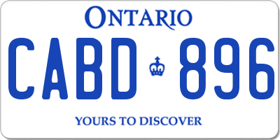 ON license plate CABD896