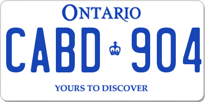 ON license plate CABD904