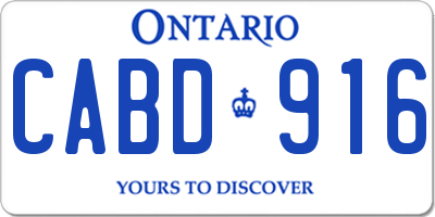 ON license plate CABD916