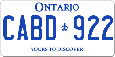 ON license plate CABD922