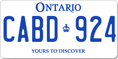 ON license plate CABD924