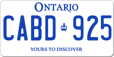 ON license plate CABD925