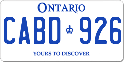 ON license plate CABD926