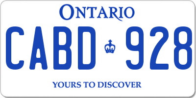 ON license plate CABD928