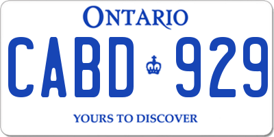 ON license plate CABD929