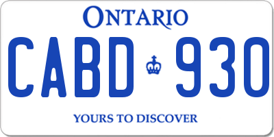 ON license plate CABD930