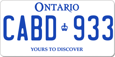 ON license plate CABD933