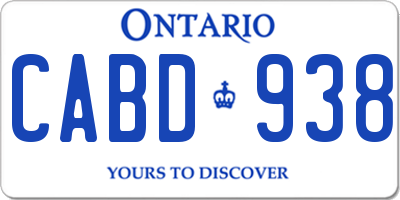 ON license plate CABD938