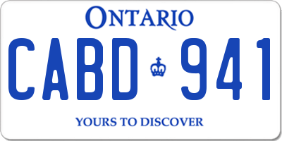 ON license plate CABD941