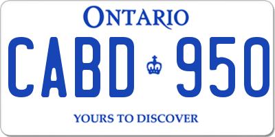 ON license plate CABD950