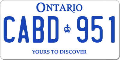 ON license plate CABD951