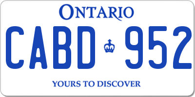 ON license plate CABD952