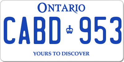 ON license plate CABD953