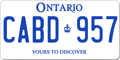 ON license plate CABD957