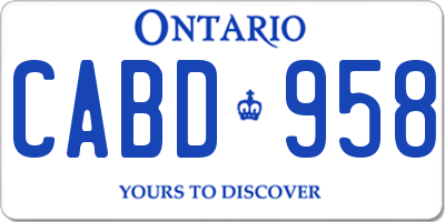 ON license plate CABD958