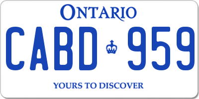 ON license plate CABD959