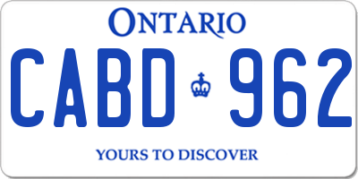 ON license plate CABD962