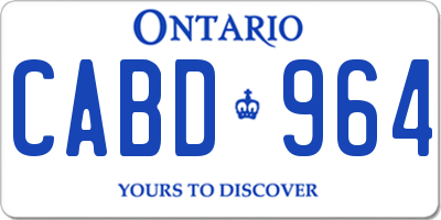 ON license plate CABD964