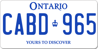 ON license plate CABD965