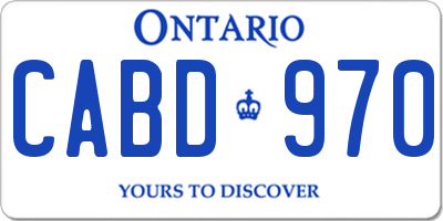 ON license plate CABD970