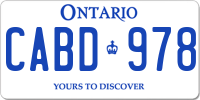 ON license plate CABD978