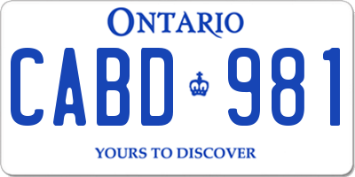 ON license plate CABD981