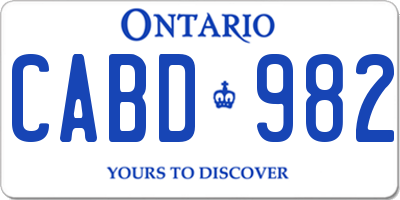 ON license plate CABD982