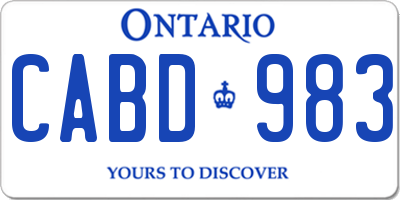 ON license plate CABD983