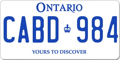 ON license plate CABD984