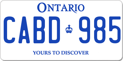 ON license plate CABD985