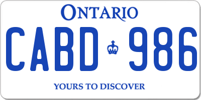 ON license plate CABD986