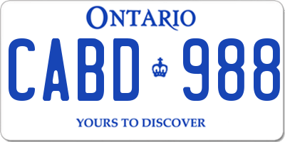 ON license plate CABD988