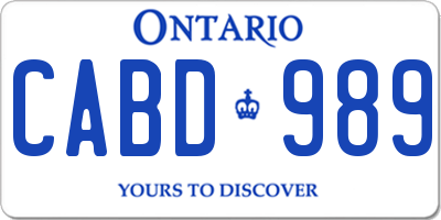 ON license plate CABD989