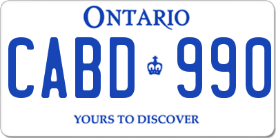 ON license plate CABD990