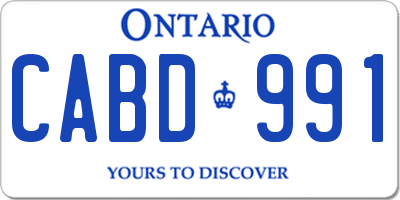 ON license plate CABD991