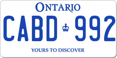 ON license plate CABD992