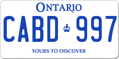 ON license plate CABD997