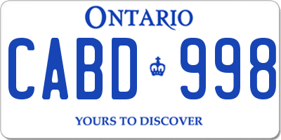 ON license plate CABD998