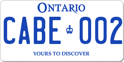 ON license plate CABE002