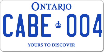 ON license plate CABE004