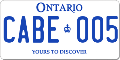 ON license plate CABE005