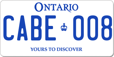 ON license plate CABE008